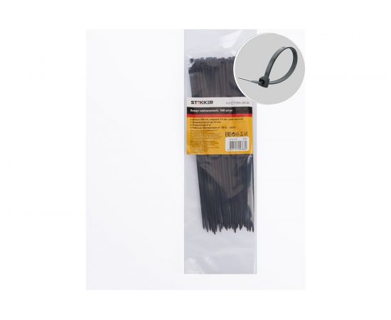 Хомут STEKKER NYCT25-200 нейлоновый 2.5x200 мм d пучка max 50 мм нагрузка 8 кг черный 32776 