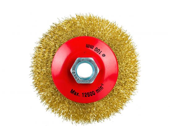 Щетка коническая для УШМ (латунированная проволока 0,3 мм, 100 мм) MIRAX 35143-100 – изображение 2