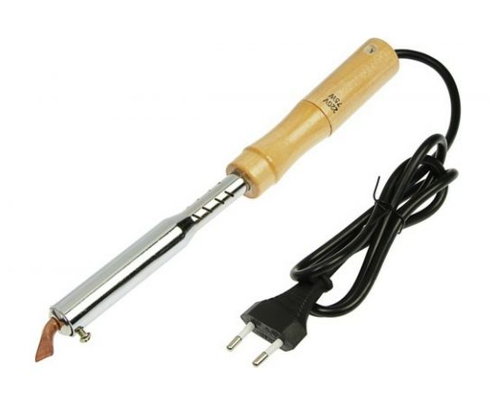 Паяльник TUNDRA деревянная рукоятка, плоское жало, 75Вт, 220В 1550219 – изображение 2