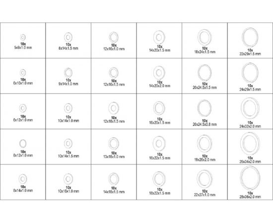 Набор алюминиевых шайб YATO 300 шт. YT-06865 – изображение 2