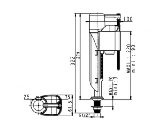 Однокнопочная арматура WIRQUIN MD c заливным клапаном ""Jollyfill"" донный, пластик 10719151 – изображение 3