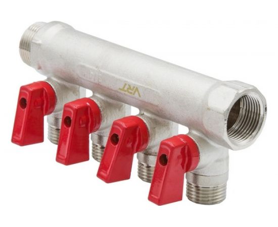 Коллектор VRT 3/4""x1/2"", с отсечными кранами, 4 выхода 531863 – изображение 3