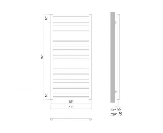 Водяной полотенцесушитель Lemark Ursus П16 500x1100, черный LM72116BL – изображение 4
