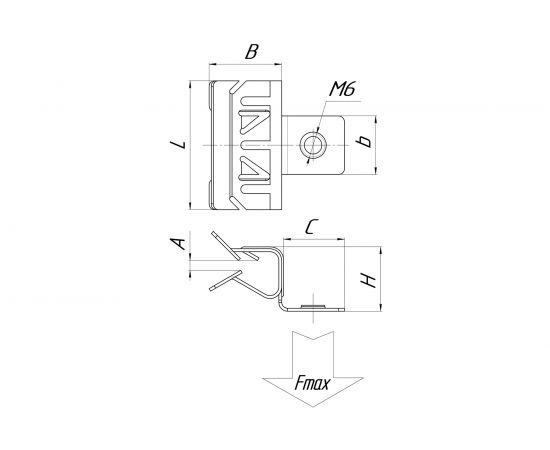 Балочный зажим УМС 2-7 мм с отгибом и резьбой М6 25 шт. BZ-2-7-M6-G – изображение 4