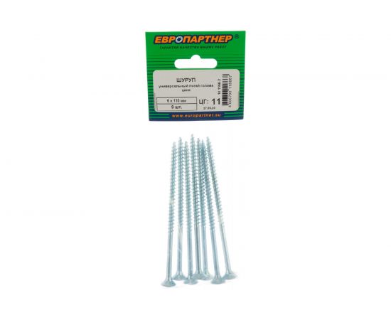 Универсальный шуруп с потайной головкой ЕВРОПАРТНЕР Zn 6х110 9шт. 14 1166 2 – изображение 5