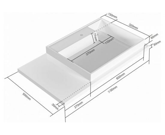 Умывальник СаНта Юпитер 900х500, правый, без кронштейнов 900129 – изображение 5