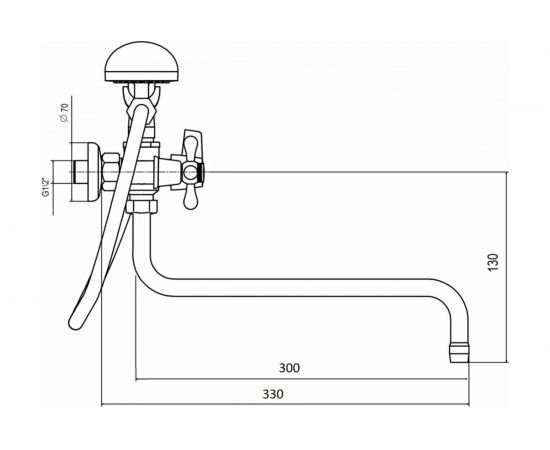 Смеситель для ванной WISENT с изливом 30 см и душем 2365 – изображение 6