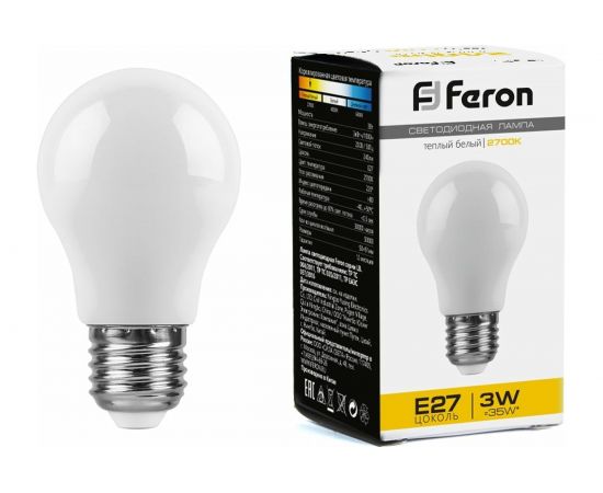 Светодиодная лампа FERON LB-375 E27 3W 2700K, 38266 