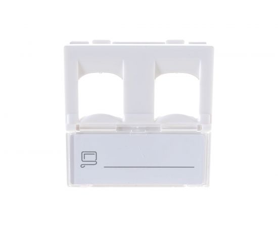Вставка LANMASTER 45x45 на 2 кейстоуна, со шторкой, маркировкой, белая, LAN-SIP-24L-WH 