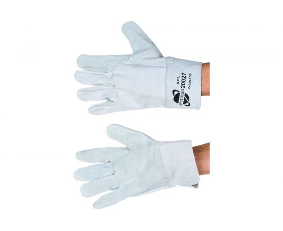 Цельноспилковые усиленные перчатки ARCTICUS КРС ВС кл, серые, мягкая крага, р.10 20027-101 