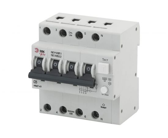 Дифференциальный автомат ЭРА АВДТ NO-901-94 АВДТ 63 3P+N C25 30мА тип A Б0031844 