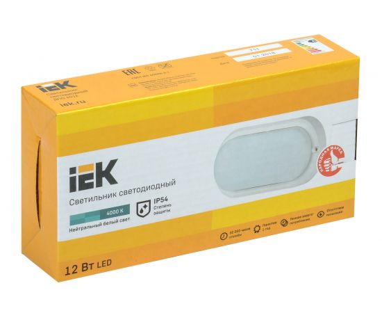 Светодиодный светильник IEK ДПО 4012, 12W, IP54, 4000K, овал, белый LDPO0-4012-12-4000-K01 – изображение 2