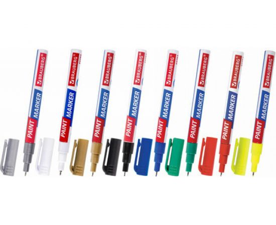 Лаковый маркер-краска BRAUBERG EXTRA paint marker 1 мм, набор 8 цветов, 151991 – изображение 2