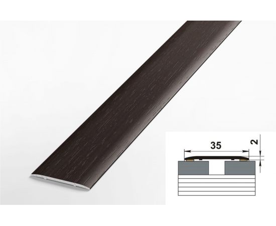 Порог прямой алюминиевый (35 мм; 0.9 м; ламинированный; дуб венге) Лука УТ000020160 – изображение 2