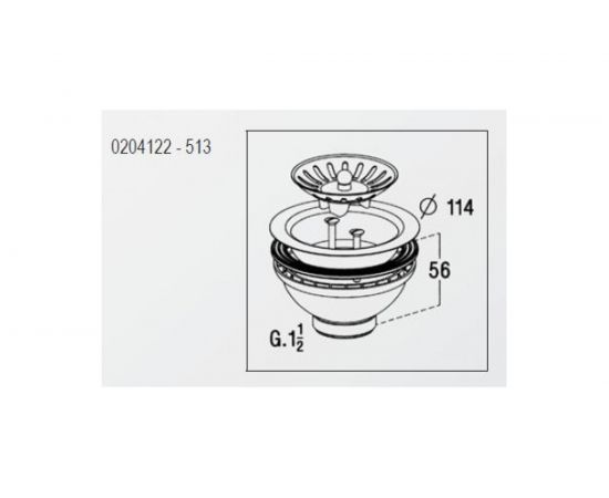 Выпуск для мойки Nicoll под отверстие D90 мм, слив 1 1/2 513-0204122 – изображение 2