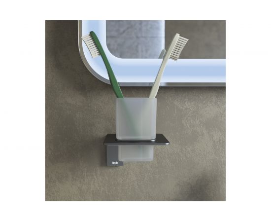 Одинарный подстаканник IDDIS Slide матовое стекло, сплав металлов, графит SLIGMG1i45 – изображение 2