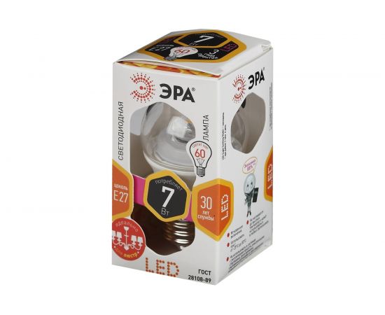 Светодиодная лампа ЭРА LED smd P45-7w-827-E27-Clear Б0017243 – изображение 3