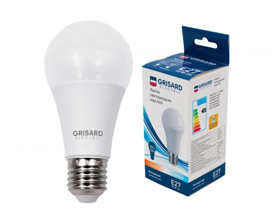 Светодиодная лампа Grisard Electric шар A60 Е27 20 Вт 6500К 220В GRE-002-0018(1) – изображение 3