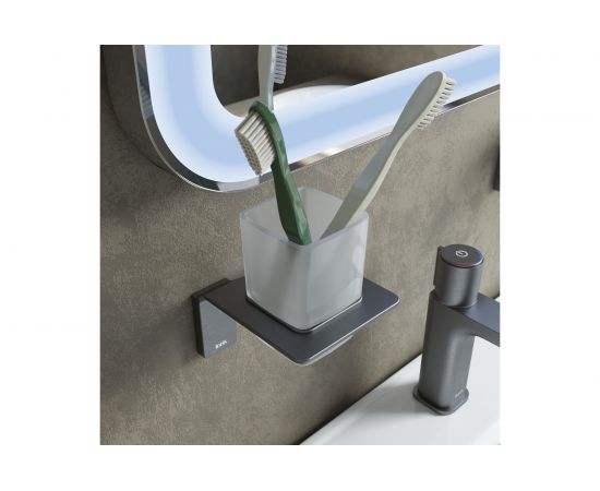 Одинарный подстаканник IDDIS Slide матовое стекло, сплав металлов, графит SLIGMG1i45 – изображение 3