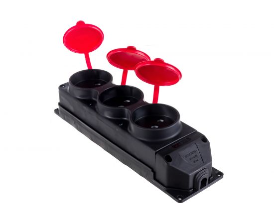 Штепсельная колодка NE-AD 3-гнезда с крышкой, 3х25, каучук, 4012 – изображение 3