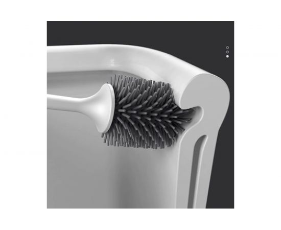Ершик для унитаза SANTRADE настенный/напольный, силиконовая щетка, серый поддон 0438 – изображение 3