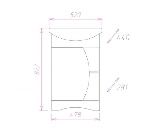 Тумба с раковиной ONIKA ДУЭТ 52.01 105201 – изображение 4