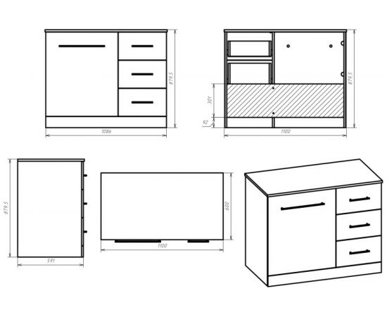 Тумба Misty Респект 110 под стиральную машину с 3 ящика, правая Э-Рес01110-13ЯП – изображение 5
