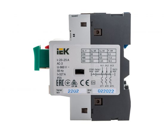 Автоматический выключатель защиты двигателя IEK ПРК 32-25 In25А Ir20-25А Ue 660В ИЭК DMS11-025 – изображение 5