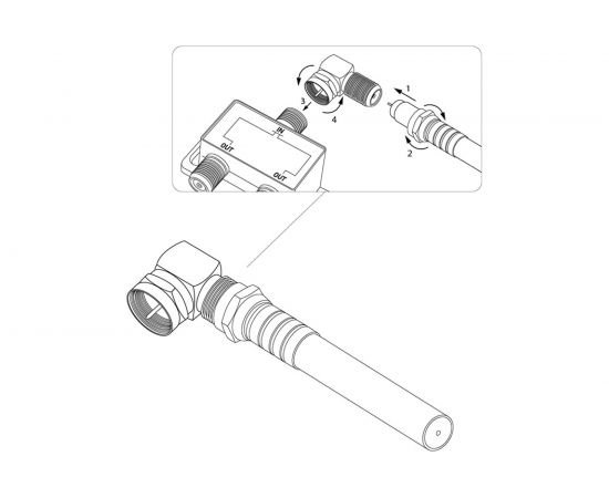 Антенный угловой переходник REXANT RG-6, SAT, штекер F - гнездо F, 06-0021-A – изображение 5
