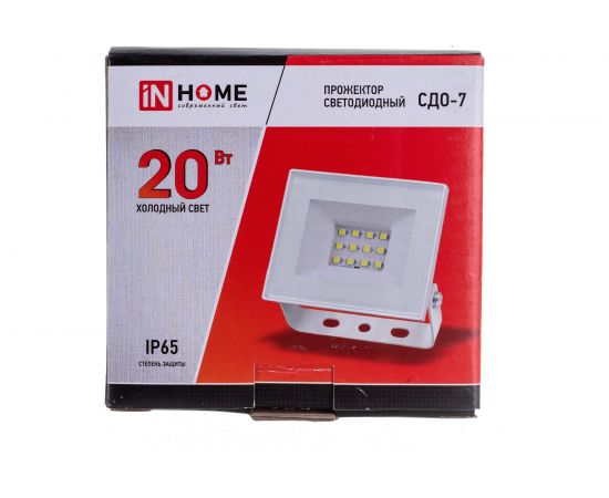 Светодиодный прожектор IN HOME СДО-7 20Вт 230В 6500К IP65 белый 4690612034683 – изображение 6