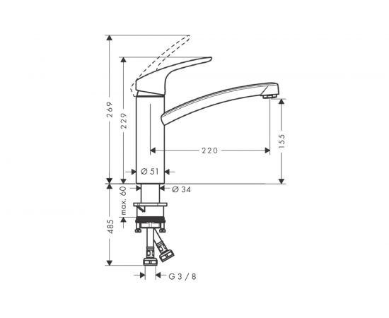 Смеситель для кухни HANSGROHE 31806000 Focus Е2 00000008305 – изображение 8
