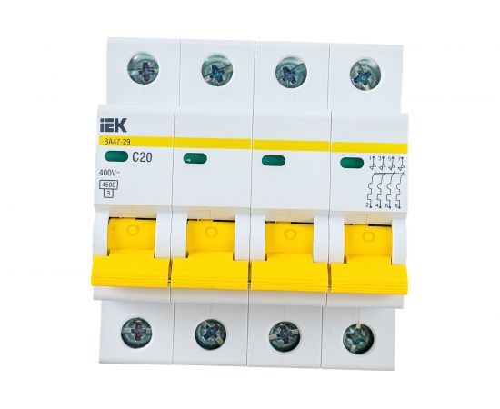 Автоматический выключатель IEK ВА47-29, 4Р, 20А, 4,5кА, х-ка С MVA20-4-020-C 