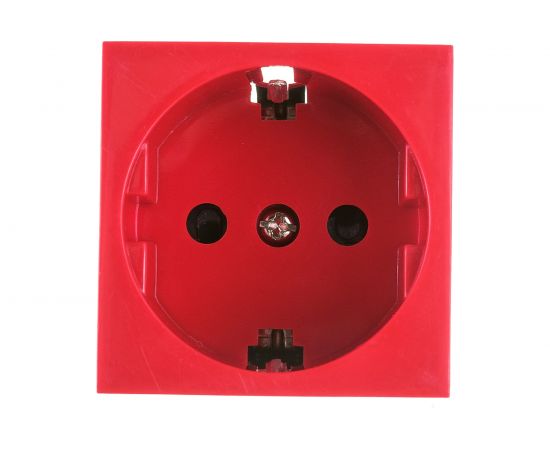 Розетка Экопласт с заземляющим контактом, со шторками, красный LK45 851107-1 