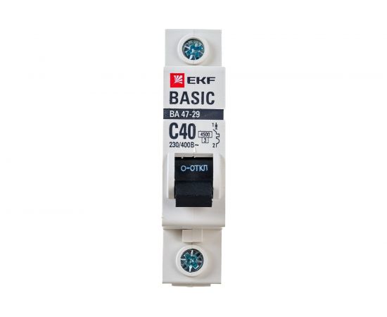 Автоматический однополюсный выключатель EKF 40А С ВА47-29 4.5кА 8067506 