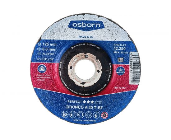 Диск шлифовальный по металлу Perfect A30T (125x6x22.23 мм) DRONCO 3126040100 
