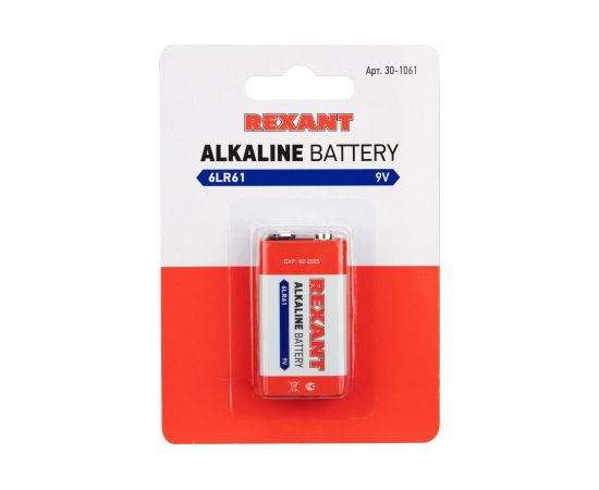 Алкалиновая батарейка REXANT Крона 6LR61 9V 30-1061 