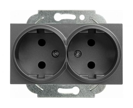 2-ая розетка Panasonic модуль, б/з темно-серый Karre Plus WKTT0204-2DG 