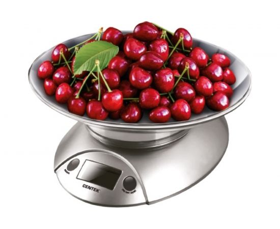 Кухонные весы Centek электронные, чаша, пластик, 5кг, шаг 1г, тарирование серебро/черный CT-2451 