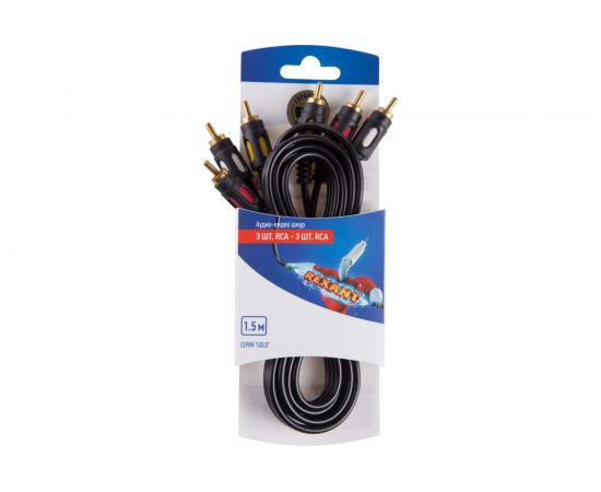 Кабель REXANT 3RCA - 3RCA 1.5 м, Gold 06-3050 