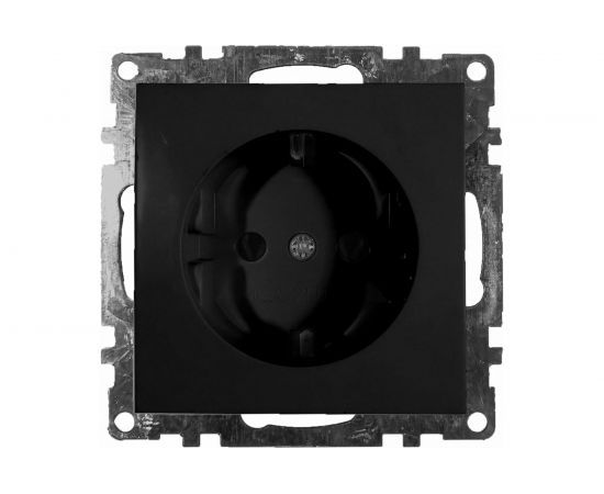 1-местная розетка STEKKER с защитной шторкой с заземлением механизм, 16А, Катрин, GLS16-7110-05, черный 39610 