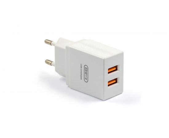 Сетевое зарядное устройство BYZ 2хUSB-А, 2.4А + кабель AM-8pin, 1 м, белый, 23750-U20EUIW – изображение 2