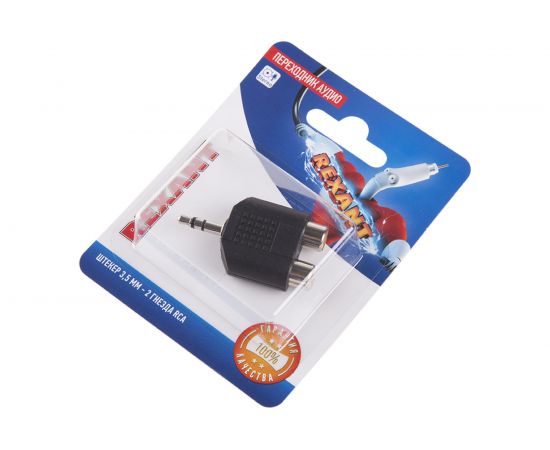 Переходник аудио REXANT штекер 3,5мм - RCA 2 гнезда 06-0161-A – изображение 2
