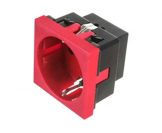 Розетка Экопласт с заземляющим контактом, со шторками, красный LK45 851107-1 – изображение 2