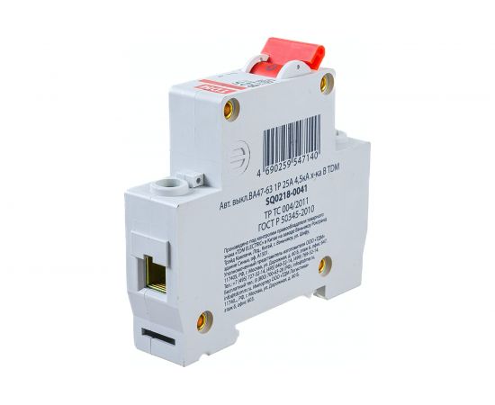 Автоматический выключатель TDM ВА47-63 1Р 25А 4,5кА характеристика B SQ0218-0041 – изображение 2