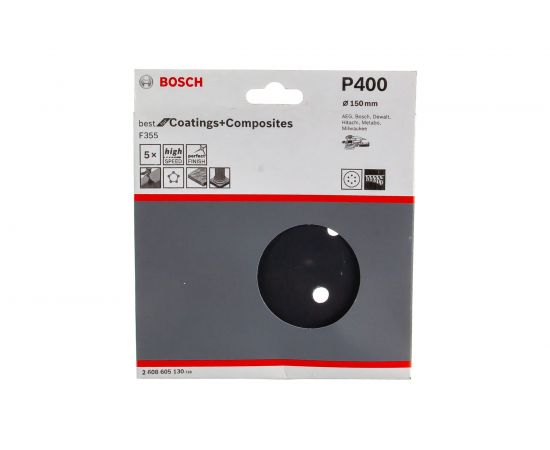 Шлифлист для эксцентриковых шлифмашин по камню 5 шт. (150 мм; К400) Bosch 2608605130 – изображение 2