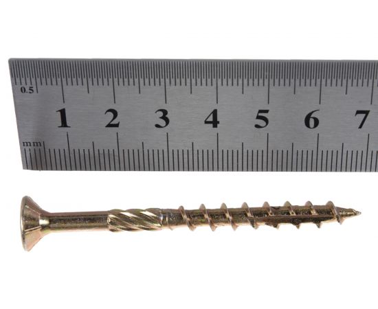 Шуруп Rusconnect CS 06070 с/нарез. д/дерева, потай, 6х70, 200 шт. Желтый цинк 310607 – изображение 3