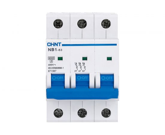 Автоматический выключатель CHINT NB1-63, 3P, 32A, 6кА, характеристика C 179705 – изображение 3