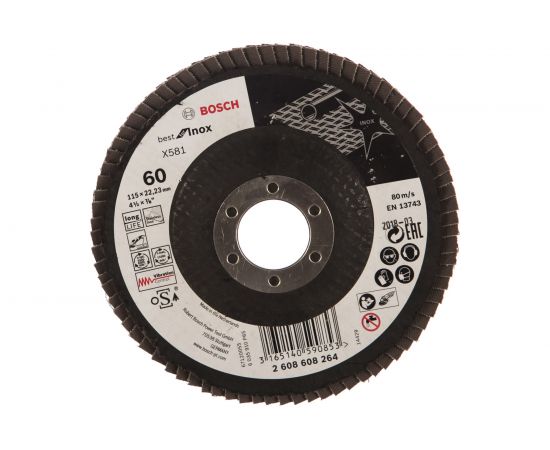 Круг лепестковый Best for Inox для УШМ (115х22,2 мм; К60) Bosch 2608608264 – изображение 3