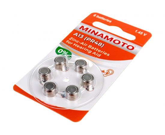 Слуховая батарейка Minamoto A13 PR48, 6 card 8813 – изображение 3