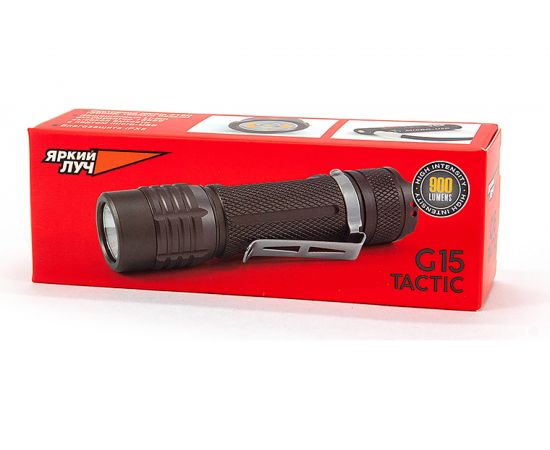 Фонарь ЯРКИЙ ЛУЧ G15 Tactic Nichia 219D max 900 лм, 5 режимов, IPX8, 4606400106128 – изображение 5